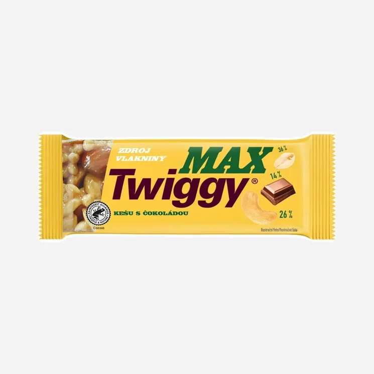 MAX tyčinka s arašídami a kešu ořechy polomáčená v hořké čokoládě 12 x 35 g
